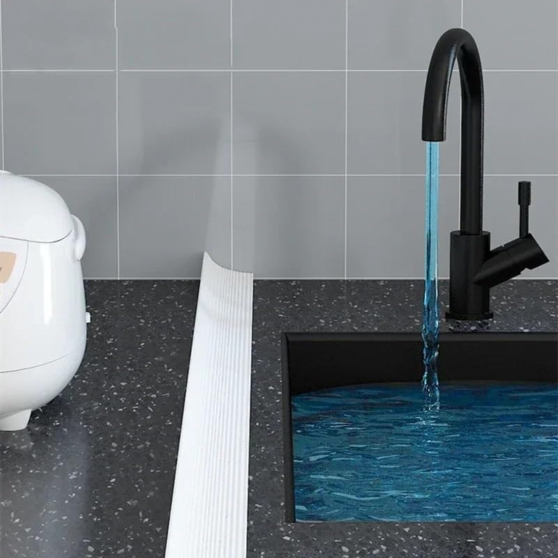 Copete Encimera Cocina 1 Tira de Barrera de retención de Agua for Suelos húmedos, Separador de Humedad y Humedad, Tira de Sellado de Silicona. Barrera Agua Ducha(White,120CM)