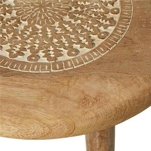 Image of WOOYNEX Wooden Table With Three Legs A Modern Round Coffee And Side For Small Spaces Pillar, Wood Books, Magazines, Plant Stand Living Room Entryway -Natural, 30 Cm, Cm