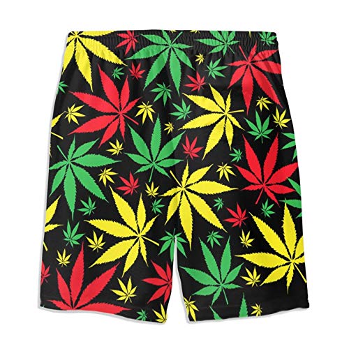 SARA NELL Men's Swim Trunks Reggae Rasta Marijuana Leaf Weed Surfing Beach Board Shorts Swimwear3