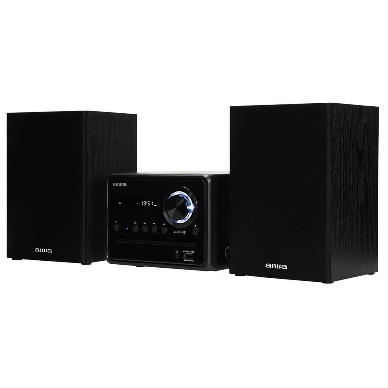 AIWA - MCBT-350, Mini Sistema Hi Fi Classe D 20 Watt, Lettore CD MP3, Bluetooth 4.2 Wireless, Radio FM Digitale 40 Stazioni, USB Riproduzione Ricarica, Ingressi RCA, Uscita Cuffie, Telecomando