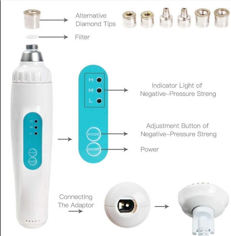 Removedor de aspiradora de poros de espinillas, Juego de Herramientas extractoras de espinillas Recargables por USB con 6 sondas microcristalinas, for Mujeres y Hombres, Todas Las Pieles
