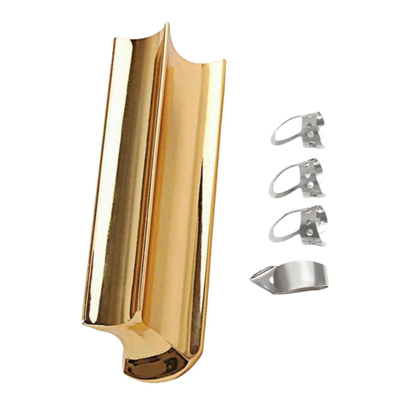 LIOOBO 5Pcs Stainless Steel Tone Bar Guitar Slide Kit with Finger Picks Durable and Rustproof Accessories for Electric Guitar Lap Steel and String Instruments Convenient Storage