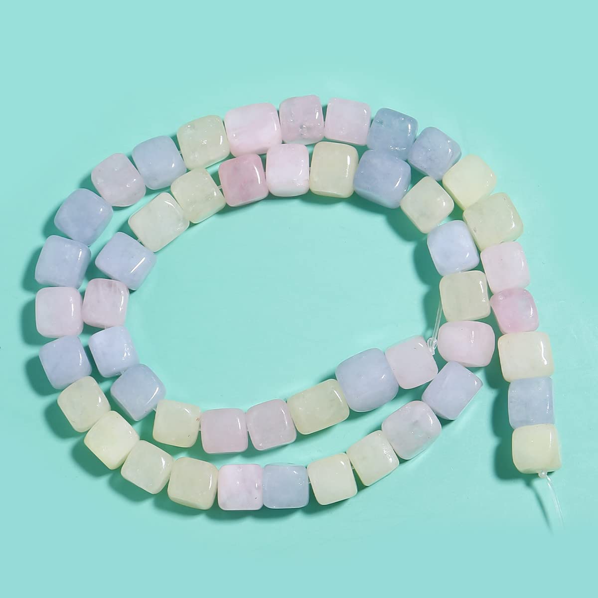 OAIITEOAIITE 8MM Natural Morganite Gemstone Loose Square Cube Beads Stone Healing Power for Jewelry Making DIY Bracelet Necklace