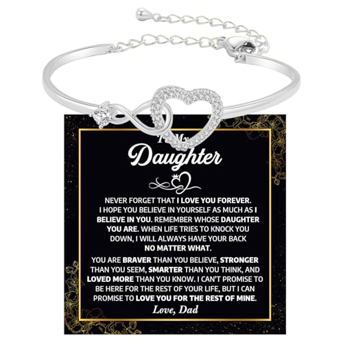 To My Daughter Bracelet From Dad With Heartfelt Message Card & Elegant Box, Bracelet For Girls, Daughter Birthday, Graduation, Wedding, Christmas Jewelry Gift From Daddy