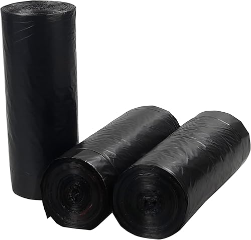 Miniatura 7 de Uumitty Bolsas de basura con cordón de 5 galones, bolsa de basura de fondo plano (negro, 110 unidades3 rollos)