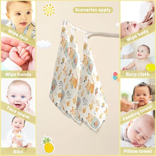Image of vvfelixl Cat Watch Fish Tank Baby Burp Cloths Baby Muslin Washcloths for Boys Girls Cotton Babys Face Towel for Newborn Infants Soft and Absorbent 11.8 X 11.8 in, 5 Pack