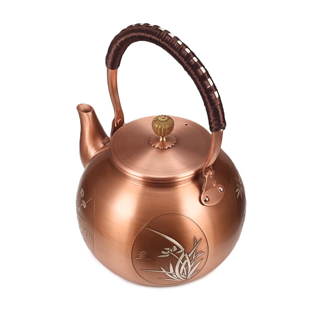 Handgefertigter Kupfertopf mit kochendem Wasser, reine Kupfer-Teekanne, Retro-Gesundheit, Kung-Fu-Teekanne ohne Beschichtung, 1400 ml (Typ 2)