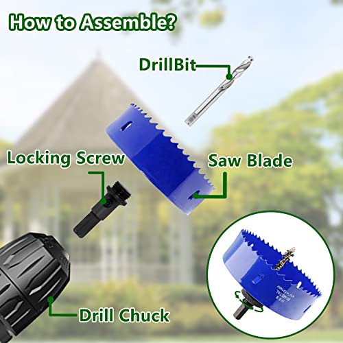 Image of Luomorgo 121mm /4-3 /4 inch Hole Saw with Arbor | 1 1 /4 inch Cutting Depth, HSS Bi-Metal, For Wood Cornhole Boards Plastic Drywall & Metal Sheet