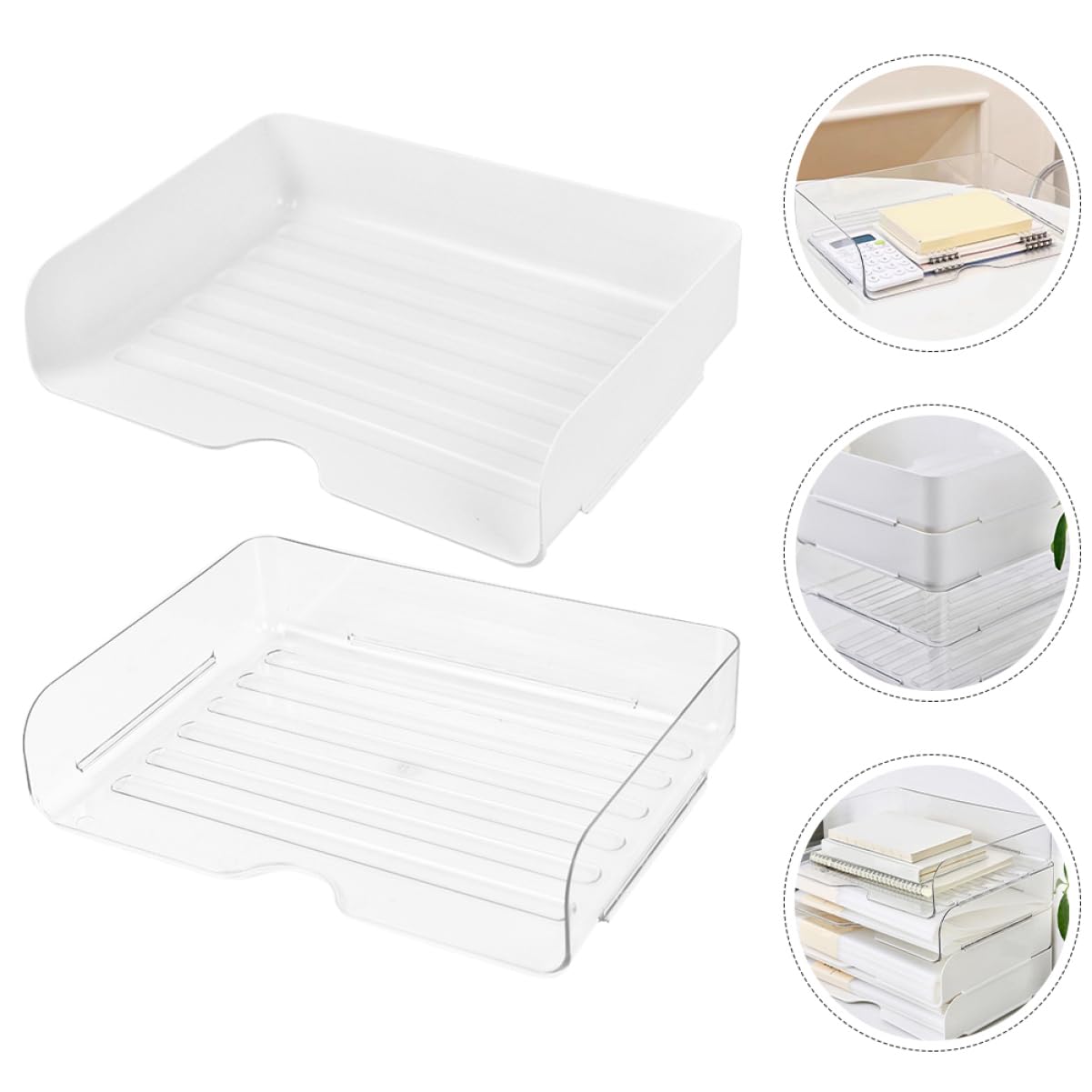 HOMSFOU 4pièces Support Bureau Plateau Transparent Trieur De Dossiers Bacs De Rangement Organisateur Pour Papeterie Documents Salle De Classe