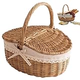 Rangement polyvalent pour toutes les occasions : à l'exception des pique-niques, utilisez ce panier en osier avec couvercle comme un charmant panier à provisions, une pièce de décoration rustique, un panier de récolte pour les sorties au marché des agriculteurs ou un organisateur élégant pour des couvertures ou des magazines.