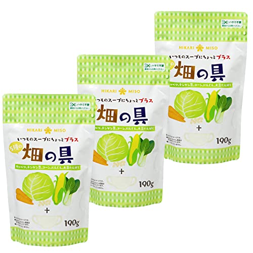 ひかり味噌 畑の具 190g 3袋セット 5種の乾燥野菜(チンゲン菜 キャベツ にんじん とうもろこし 大豆たんぱく)