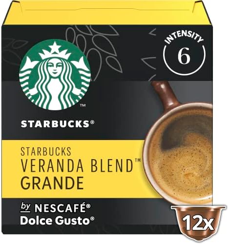 STARBUCKS Veranda Blend By Nescafe Dolce Gusto Blonde Roast Coffee Pods, 12 Capsules (Pack of 6 - Total 72 Capsules, 72 Servings)