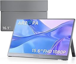 ARZOPA Portable Monitor 15.6'' FHD 1080P Portable Laptop Monitor with Kickstand & PU Sleeve Bag Combination