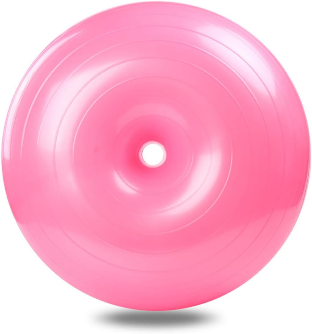 Donut Yoga Ball PVC Burst-Resistant Exercise Ball with Air Pump, Thickened Pink Stability Trainer for Home Gym and Balance Workout