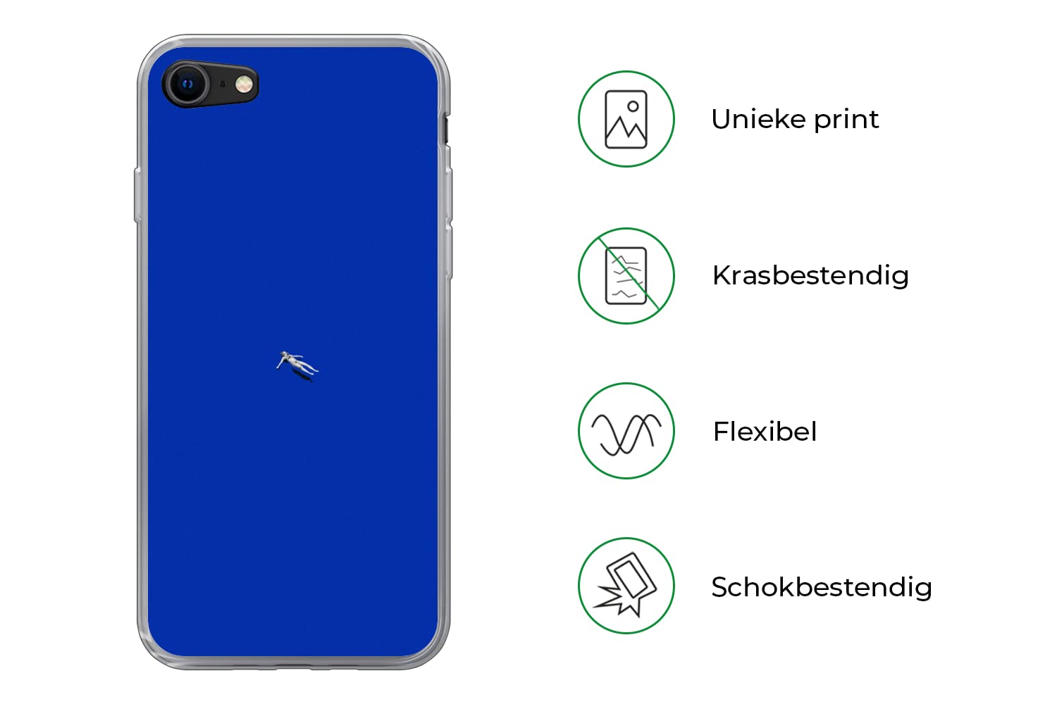 MuchoWow Funda para iPhone 7 - Vintage - Azul - Mujer - Funda de Silicona/Funda Blanda para teléfono móvil