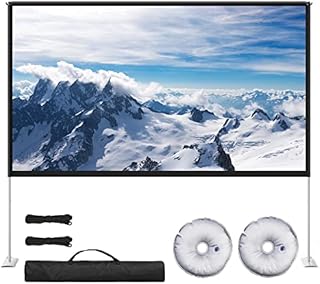 HYZ 100 inch Freestanding Projection Screen, Portable Front & Rear Projection Screen, 4K HD 16:9 Polyester Fabric Screen Outdoors and Indoors, Setup in Minutes, Home Theater, Presentation