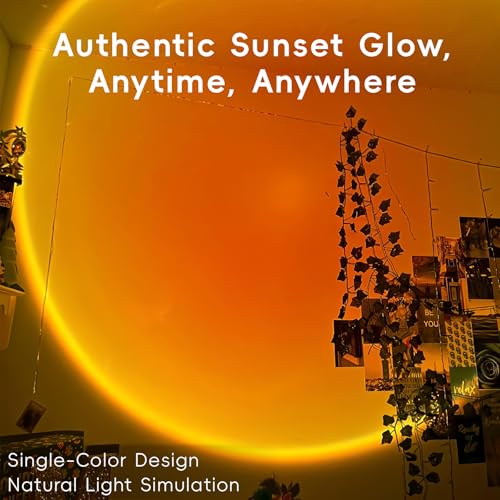 Image of Sunset Red LED Projection Floor Lamp, Romantic LED Sunset Projector Lamp Rainbow Atmosphere Light Night Light for Bedroom Livingroom Party Bar Store, USB Charging