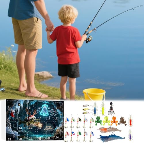 Sucritude 24 Jours De Noël Leurres De Pêche | Calendrier De L'Avent - Ensemble De Leurres De Pêche D'Avent,Pour Pêcheur Hommes Adolescents Papa Mari Ami Eau Douce Eau Salée Truite Bar Rivières Lacs – vue 3