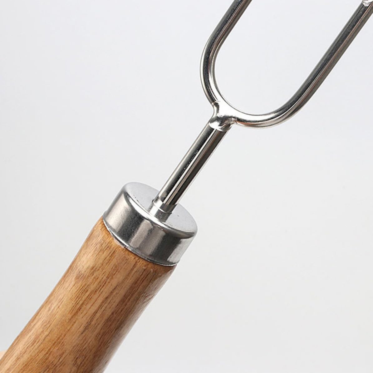 10 Pezzi Spiedini per Barbecue in Acciaio Inox con Manico in Legno e Borsa, Spiedini per Grigliata Neri, Antiruggine, per Cena in Famiglia e Grigliate All'aperto