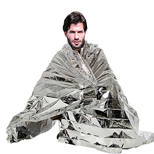knowing 10er Rettungsdecke,Rettungsfolie,Rettungsfolie Notfalldecke,Erste Hilfe Decke,Feuchtigkeitsbeständig und Hitzebeibehaltung,210cm x 130cm,Silber