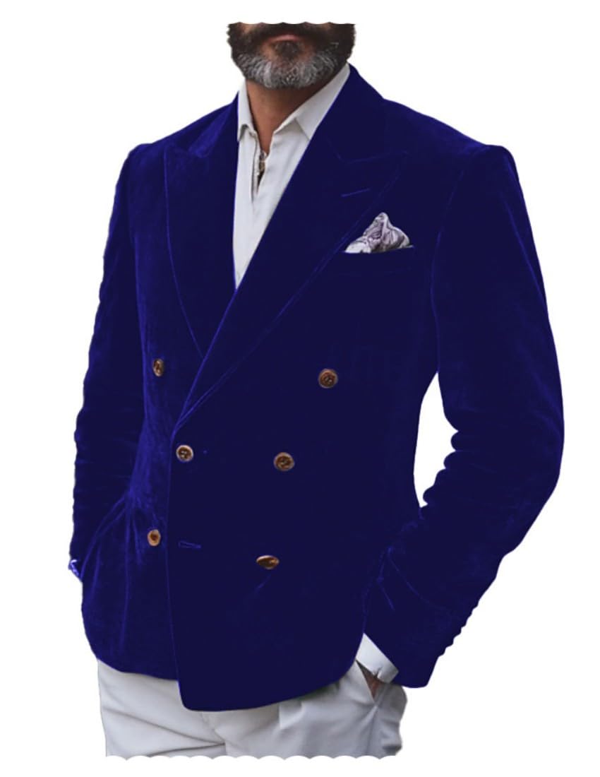 Blazer da uomo in velluto slim fit giacca doppio petto smoking blazer matrimonio ballo cena elegante
