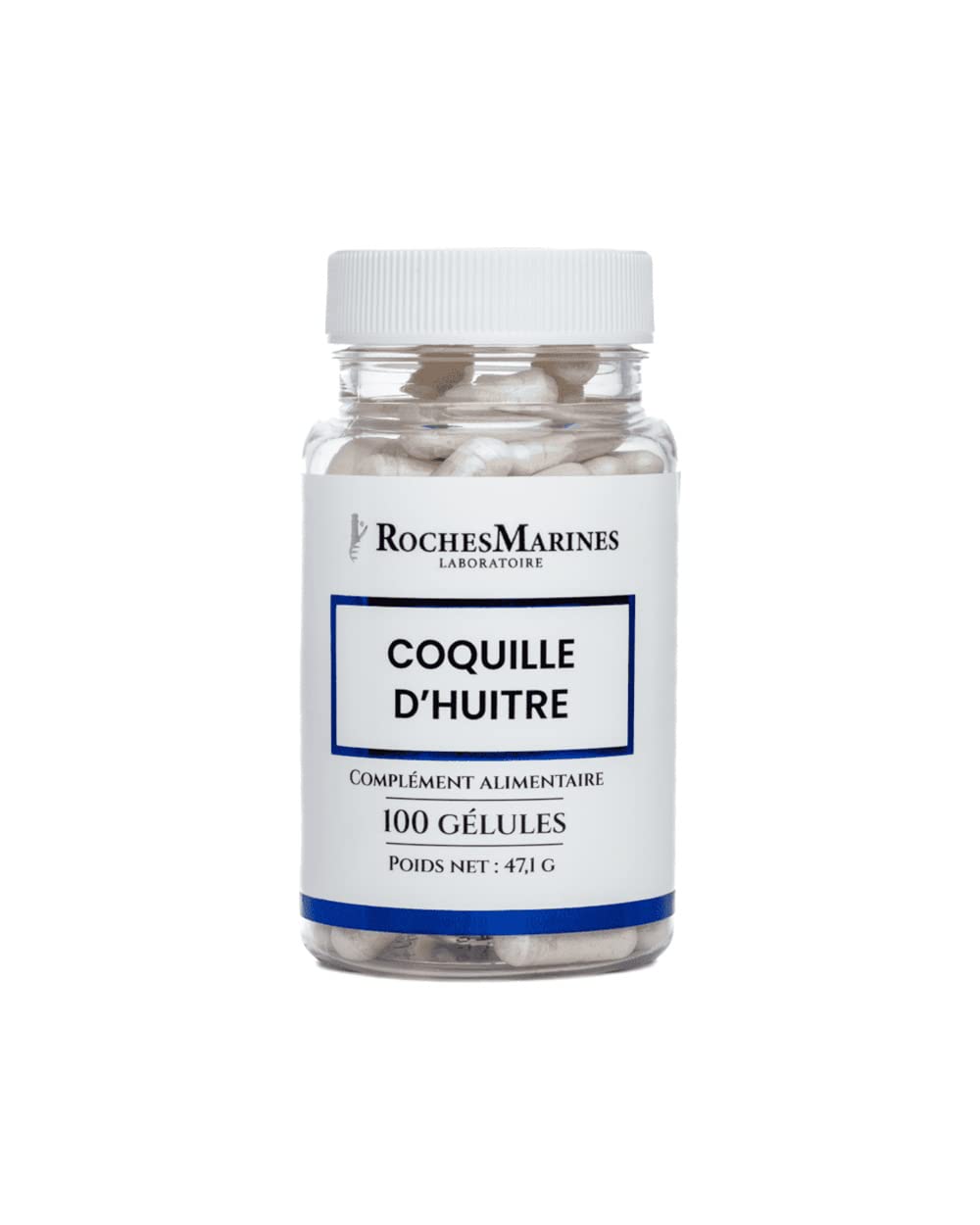 Roches Marines - Complément alimentaire Coquille d'huître - Apport en calcium naturel - Capital osseux - Confort osseux - 100 gélules - Développé en France