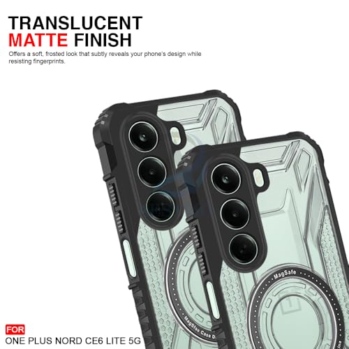Image of AESTMO Hybrid Shockproof Back Cover Case for OnePlus Nord CE 6 Lite 5G Compatible with MagSafe | Hard Back Case Cover for OnePlus Nord CE 6 Lite 5G (PC & TPU, Translucent Back, Black Sides)