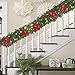 ATDAWN 9 FT Christmas Garland, Battery Operated Prelit Garland with Pine Cones, Christmas Balls, and Red Bows, Christmas Collection with White Lights for Indoor Outdoor