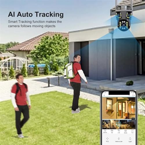 Cámara de seguridad 6K contra robos: vigilancia PTZ inteligente con tres lentes y tarjeta 64G 5