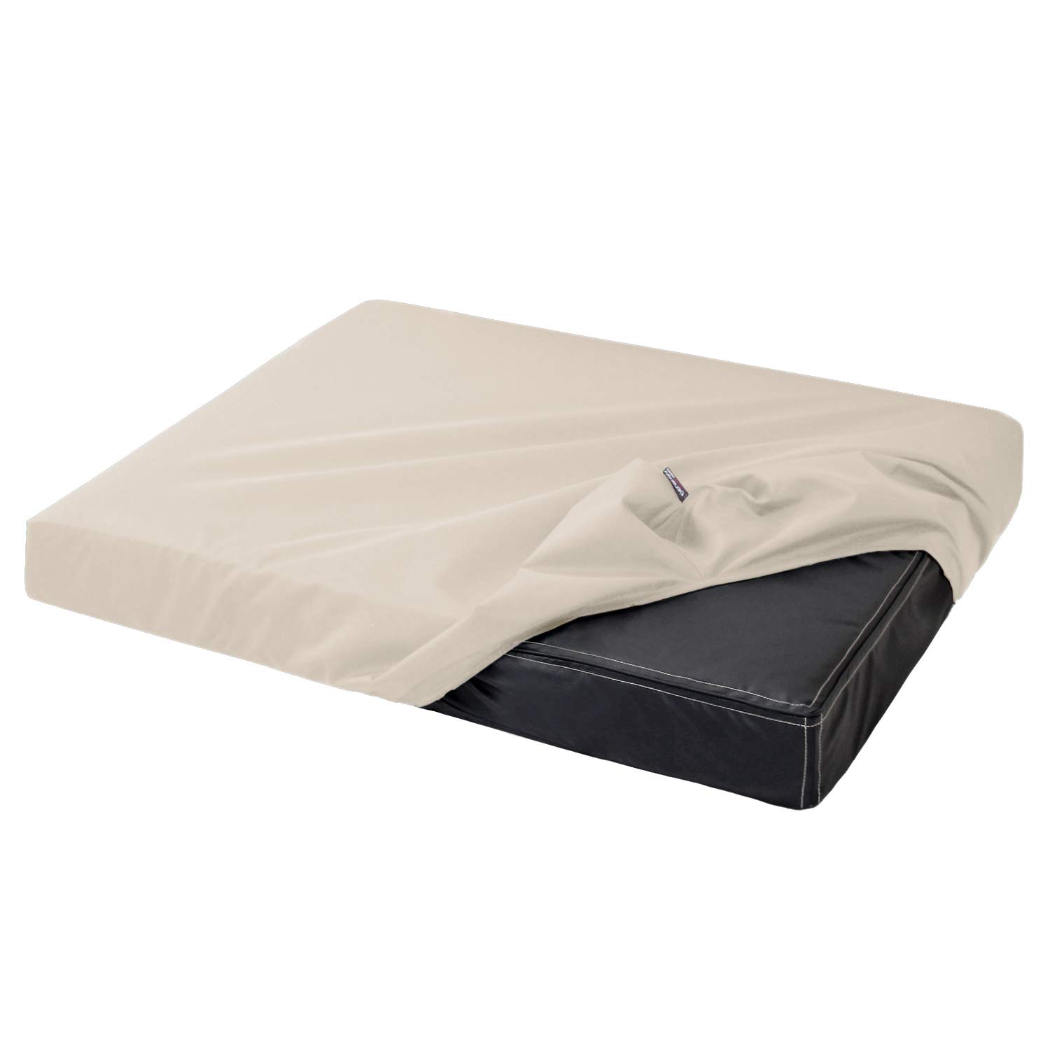 tierlando® Quick-Cover Maddox Basic Matratzenschoner für Hundebett und Hundematratze aus Polyester – rechteckiger, waschbarer Spannbettlakenbezug Größe: 130x80cm | Farbe: 05 Creme