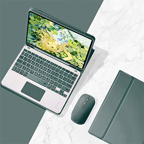 お洒落 アイパッドキーボード ケース タッチパッド搭載 超軽量 薄型 脱着式 ワイヤレスbluetoothキーボード ペンホルダー内蔵 ワイヤレス マウス付き カラーキーボード iPad Air3/Pro10.5 インチ キーボード付きケース (iPad