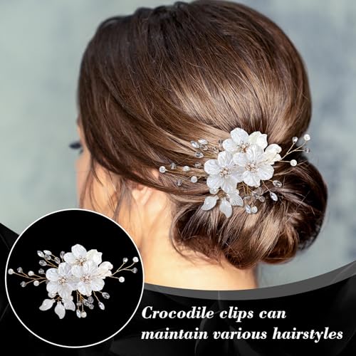 Pinza para pelo con flores y perlas artificiales miniatura 5