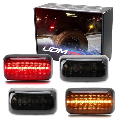 iJDMTOY Smoked Lens Amber/Red Full LED Dually Rear Fender Marker Lights Compatible With Chevy/GMC 2015-up 2500HD 3500HD Double Wheel Fender Bed, Powered by Total 60 LEDs