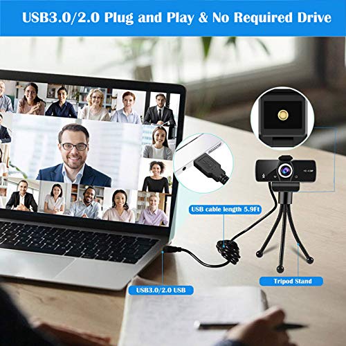 Webcam with Microphone for Desktop, Camera Computer 2K/4MP/1440P,USB Plug & Play Web Camera with Privacy Shutter and Tripod for YouTube, Skype, Video Calls, Studying, Conference, Games