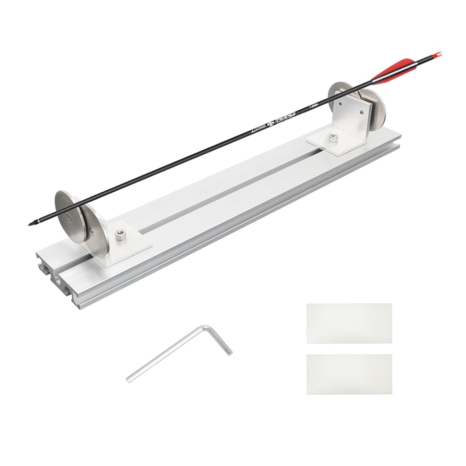 The Archery Detector, Aluminum Archery Straightness Detector, Archery Spine Tester, Archery Spinner & Square Tool,Sliver-1 Pack