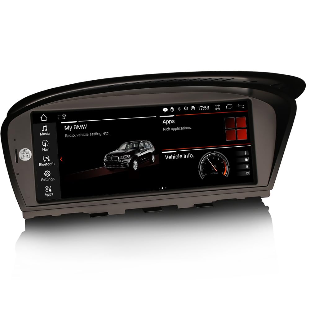 Erisin 8,8 Pouces 8 Core 4+64 Go Android 14 Autoradio GPS stéréo de Voiture pour série 3 E90 E91 E92 E93 Série 5 E60 E61 E63 E64 Carplay Android Auto DSP IPS 4G WiFi Dab+ - Système CIC