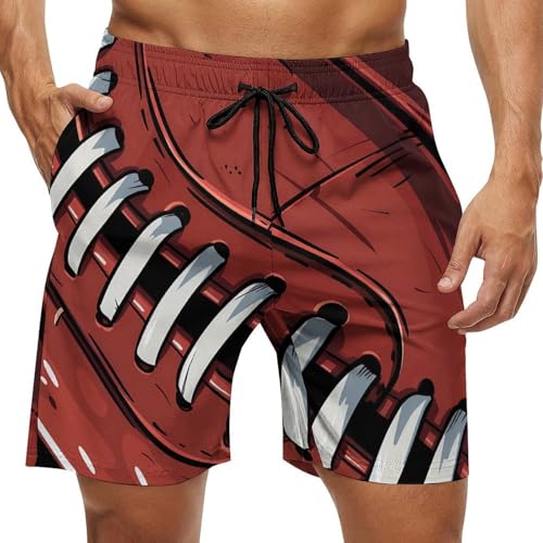 American Football Rugby Mens Swim Trunks Quick Dry Beach Shorts Board Shorts Swimwear Bathing Suits with Mesh Lining