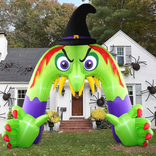 VTOY 12 FT Halloween Inflatables Big Outdoor Decorations, Giant Halloween Blow Up Yard Horror Pumpkin Carriage, Big Inflatable Halloween Decor with Built-in LEDs for Garden Lawn Ourdoor Holiday Party
