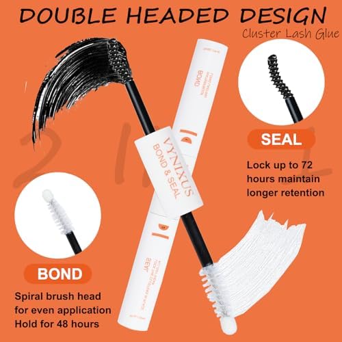 Lash Bond and Seal Eyelash Glue Waterproof Lash Cluster Glue Black Lash Glue VYNIXUS 2-IN-1 Eyelash Bond and Seal Cluster Lash Glue Long Lasting 72H+ DIY at Home - 1