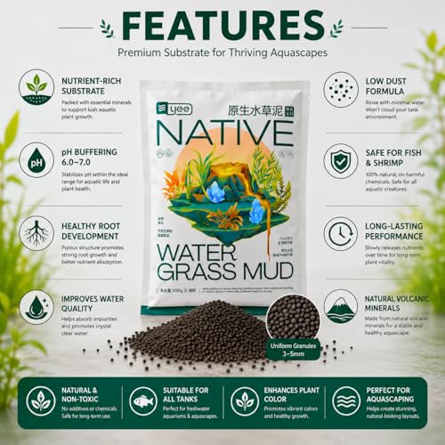 Image of VAYINATO 3L Native Aqua Soil for Planted Aquariums | Imported Premium Nutrient-Rich Aquarium Substrate for Aquatic Plants, Shrimp & Freshwater Fish | pH Buffering 6.0-7.0 | Low Dust, Long-Lasting