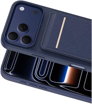 CONSTRAIN - iPhone 17 Pro Max/18 Max İle Uyumlu Kılıf Suedea Deri Kartvizitli Standlı Kapak Lacivert