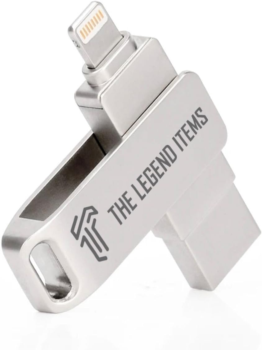 USB Metal Flash Drive for Iphone 256GB 3.1 Super Speed 4 in 1 Flash Drive OTG Type A USB + Lightning + Micro USB for Android Devices, PC's, Computers, Cars, Laptops (Silver)