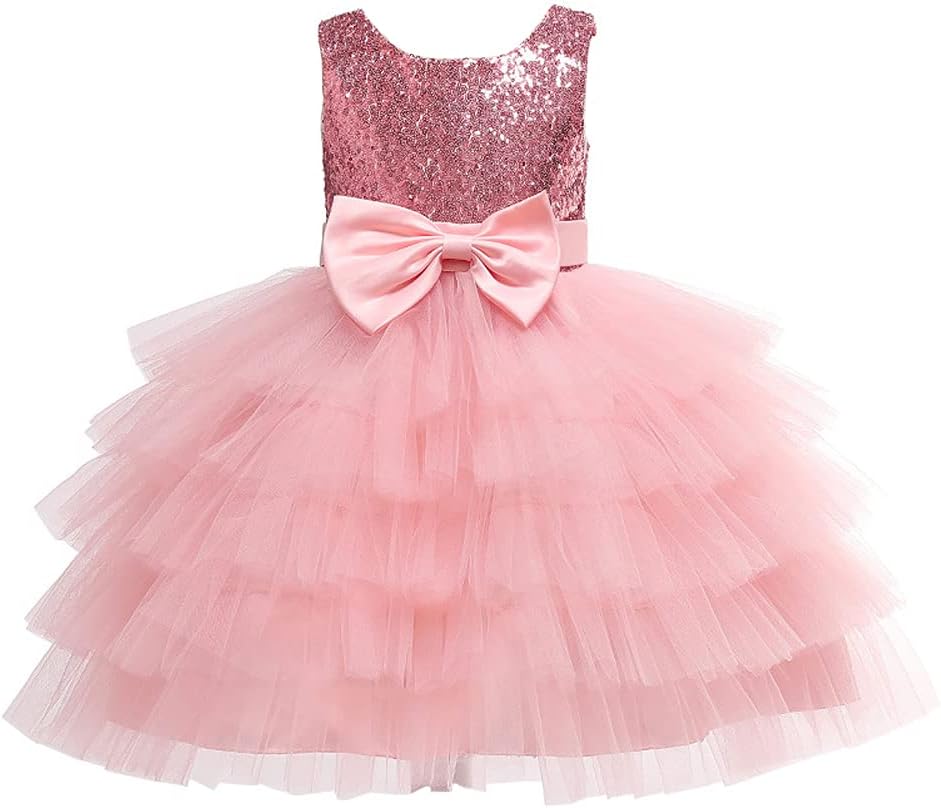 3-9T Girls Sequins Wedding Ball Gown Girls Pageant Dress Toddler Formal Party Dresses
