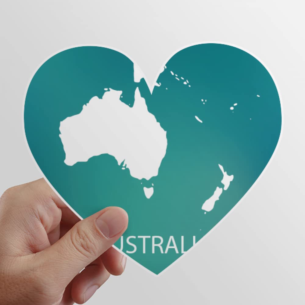 Australia Oceania Continent Outline Map Heart Vinyl Sticker Bicycle Bottle Decal