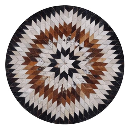 Tapis de luxe en patchwork de cuir de vache rond diamètre 140cm - 2