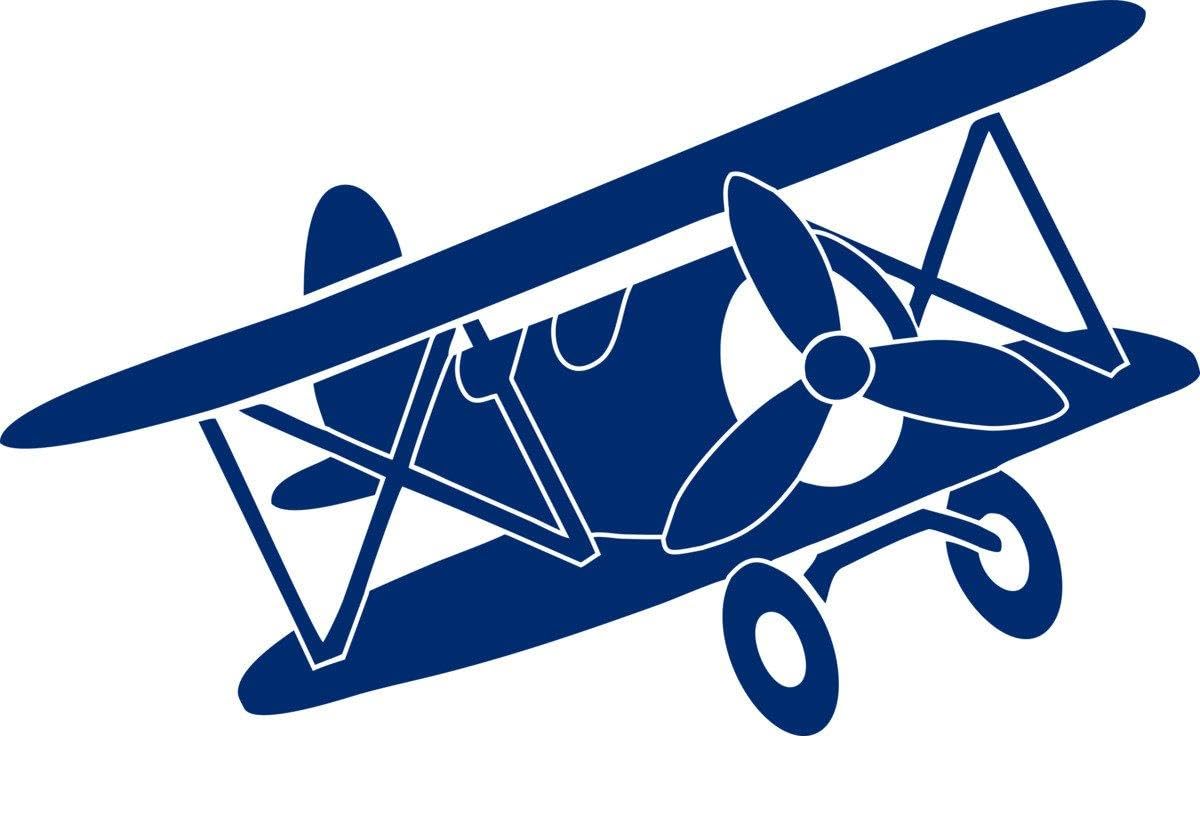 Aufkleber » Flugzeug: Doppeldecker, 160x98,2cm, Ultramarinblau • Dekoaufkleber/Autoaufkleber/Sticker/Decal/Vinyl