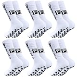 CNMTCCO Fußballsocken Herren, 6 Paar Fußball Socken 39-46 Grip Socken Fussball, Sportsocken Anti Rutsch Grip Socks, Rutschfeste Football Socks für Fussball Basketball Laufen Tennis Radfahren