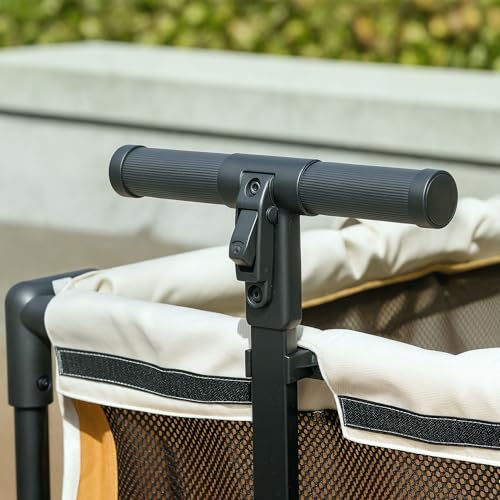 PawHut 2 in 1 Hundewagen Hundebuggy klappbar für Hunde & Katzen bis 30 kg Bollerwagen mit Kissen Netzfenstern 2 Türen Aufbewahrungstasche Katzenwagen Buggy Braun