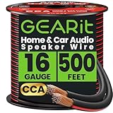16AWG Speaker Wire, GearIT Pro Series 16 Gauge Speaker Wire Cable (500 Feet / 152.4 Meters) Great Use for Home Theater Speakers and Car Speakers, Black