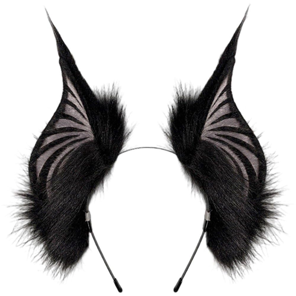 Sslvya Halloween Bat Ears Headband for Women Men, Gothic Hair Hoop Dark Headdress Halloween Cosplay Costume Accessory